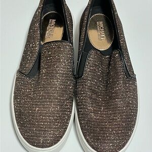 Michael Kors Shimmering Brown Slip-On Shoes